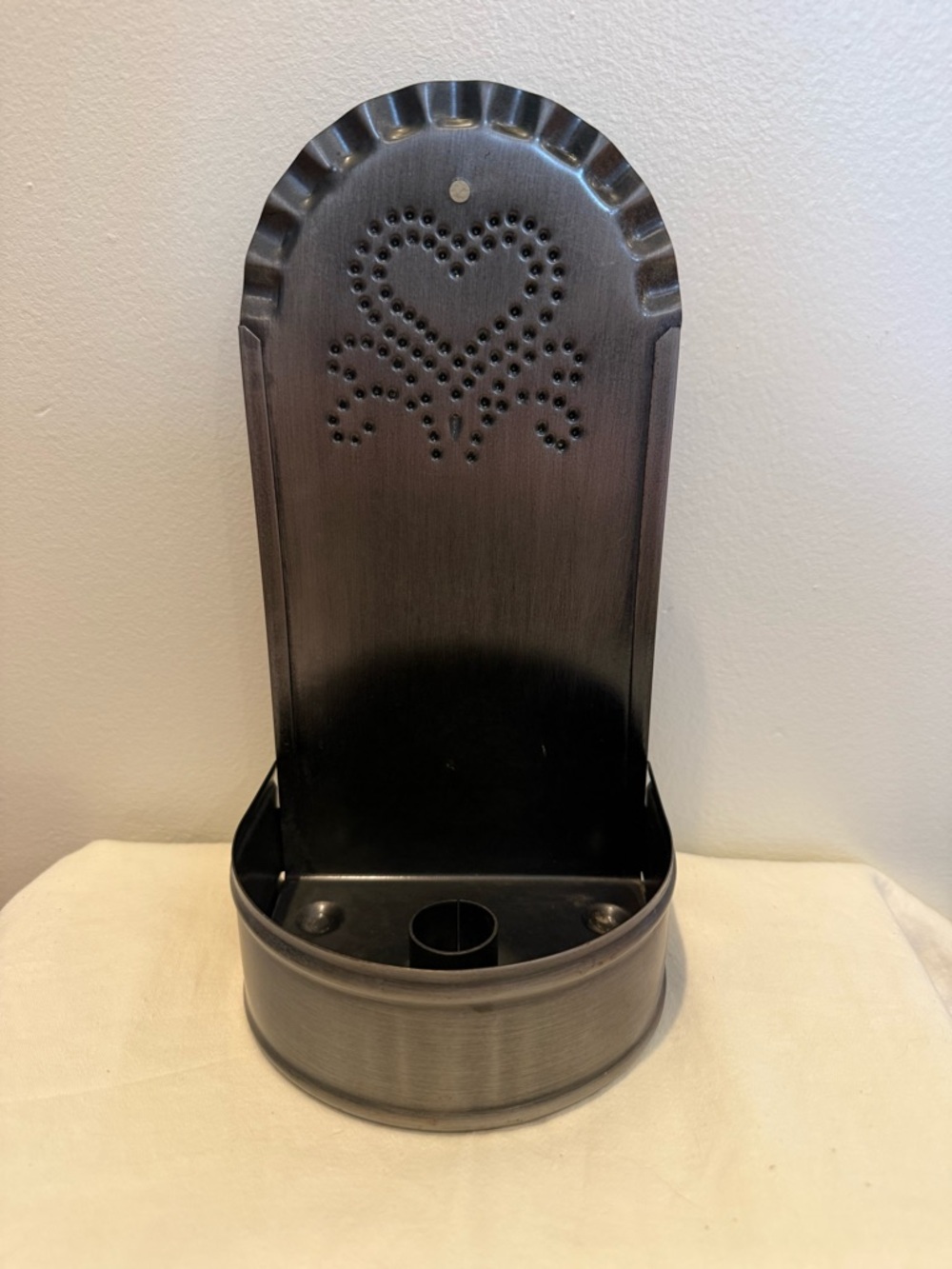 Metal Heart punched candle holder
